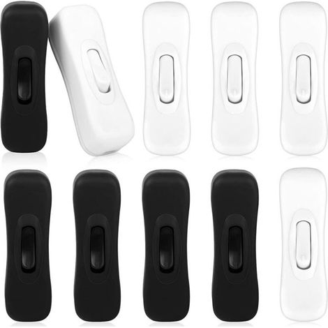 10er-Pack Zwischenschalter, Lampenschalter, Schnurschalter, 2A schwarz, Zwischenschalter, Schnurschalter, weiß, Zwischenschalter für Kleingeräte, LED-Lampe (1/5)