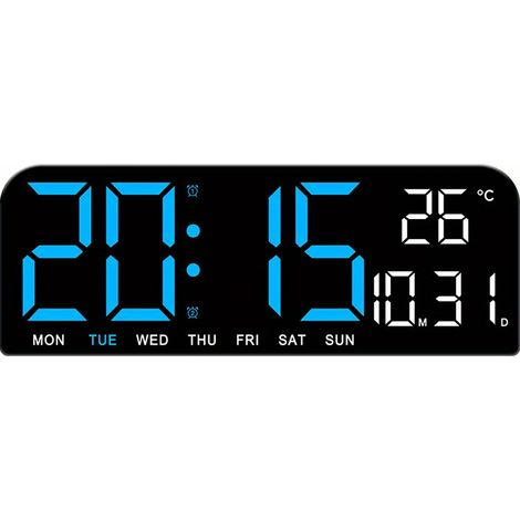 Großer LED-Wecker – Wochenkalender, Temperaturanzeige, Luftfeuchtigkeitsanzeige und Timer mit hellem Display (1/4)