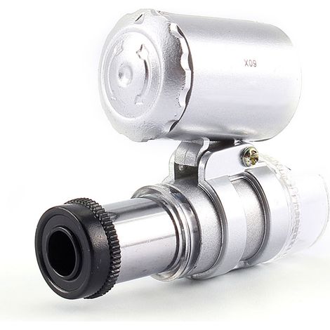 Mini microscope de poche 60X, loupe de bijouterie avec lumière UV LED (1/5)