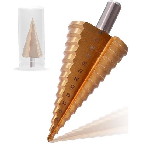 Broca escalonada HSS - 14 escalones - Broca cónica de 4 a 42 mm de diámetro - Para metal, madera y plástico - Vástago de 10 mm (1/5)
