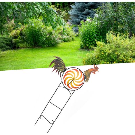 Veleta decorativa con efecto dinámico: veleta con forma de gallo hecha de metal veleta con forma de escultura de viento para jardines, granjas, terrazas y parques. (1/5)