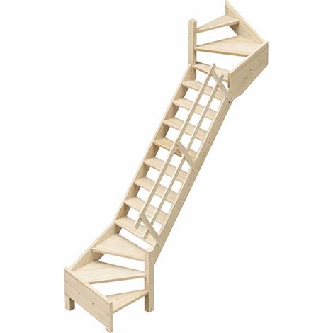 Escalier bois 12 marches - Hauteur à franchir 3.20m - Avec rampe - Largeur 0,68m - COTTAGEJ-US-320 (1/5)