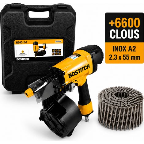 Cloueur Bostitch N66C-2-E + 6600 clous inox A2 2.3 x 55 mm liaison fil