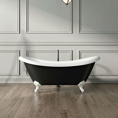 Bañera con patas DARLINGTON NEGRA 175 cm patas ÁGUILA BLANCAS