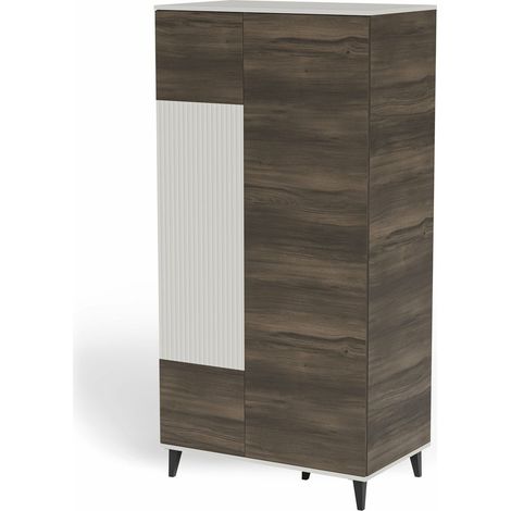 Armario Luelia 113, Nogal + Cachemira, 182x90x55cm, Puertas de armario: Con bisagras, Número de estantes: 0 (1/5)