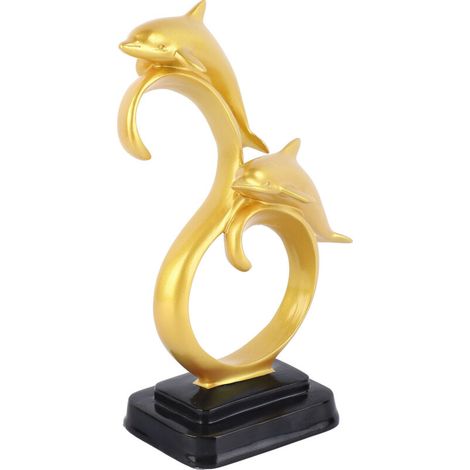 Gold-colored dolphin figurine, elegant, simple, made of durable resin, dolphin decoration widely used for family office cabinets (1/5)