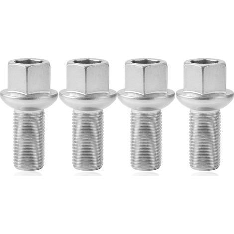 4x Boulons de Roue M14x1.5x27 mm Zingués en Acier Allié 40Cr, Boulons de Roue SW17 avec Siège à Rotule, Revêtement Antirouille A/G, Compatibles avec Jetta Golf/Bora/Sharan/Touran/Passat/Scirocco (1/5)