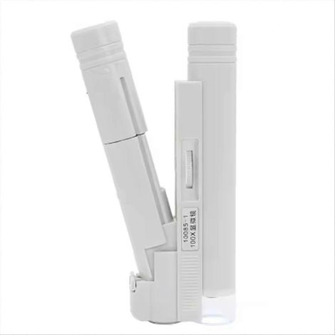 Microscope portable de poche 100X, mini microscope portable avec lampe LED, loupe de bijouterie pliable (1/5)