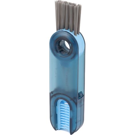 Brosse de nettoyage multifonctionnelle 3 en 1 pour couvercles de biberons et de tasses, idéale pour nettoyer les recoins des tétons (bleu). (1/5)