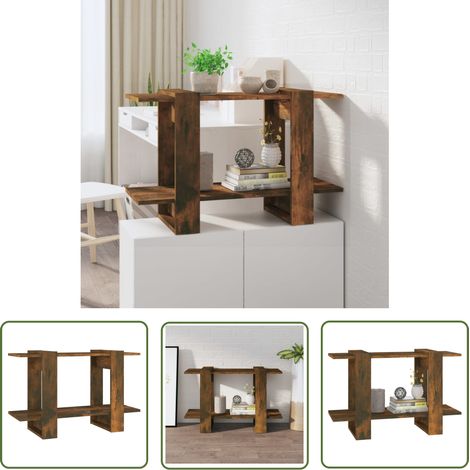 The Living Store Bücherregal/Raumteiler Räuchereiche 80x30x51 cm - Bucherregal - Raumteiler - Holzmöbel - Eichefarbenes Möbelstück - Regal (1/5)