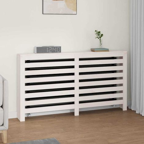 vidaXL Cache-radiateur Blanc 153x19x84 cm Bois massif de pin (1/5)
