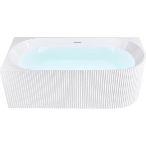 Bañera esquinera derecha moderna 170 x 80 cm acabado acrílico acanalado baño mate blanco Gocta (1/5)