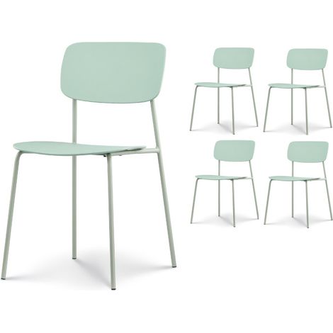 Set 4 sedie verdi dal design minimalista in metallo e resina