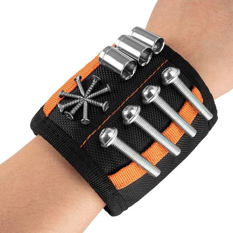Bracelet magnétique ajustable avec 20 aimants ultra-puissants pour vis, clous et forets. Idée cadeau pour la fête des pères, cadeau idéal pour un bricoleur ou un amateur de bricolage. (1/5)