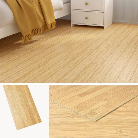 Lino Sol Adhesif Bois Clair Dalle PVC Adhesive Sol Effet Bois Hêtre Clair 90x15CM Parquet Adhesif Sols Chambre Carrelage Adhésif Sols Salle de Bain Cuisine Dalle Autocollante, 18 Pièces (1/5)