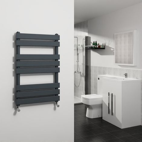 Sand Grey Flat Panel Heated Towel Rail Radiator 800x500mm