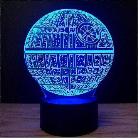 Lampada da tavolo a LED illusione 3D con interruttore touch, 7 colori, alimentatore USB, ideale per la decorazione di interni o di un regalo (Death Star). (1/5)