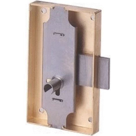 Serrure à coffre cambré 80x40mm axe 20mm longueur du canon 12mm gauche finition fer - DEVISMES - 12033-001-G