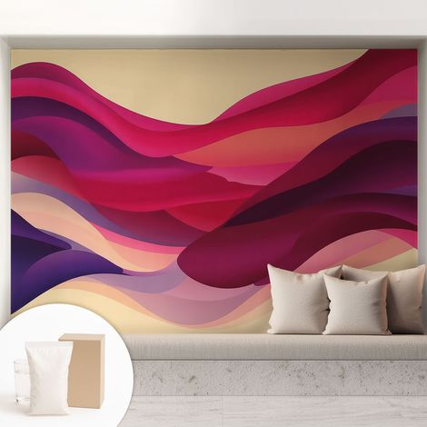 Papier peint intissé décoratif pour chambre et salon Design moderne à poser facilement - Colle incluse gratuite Vagues fluides 208x146 cm (1/5)