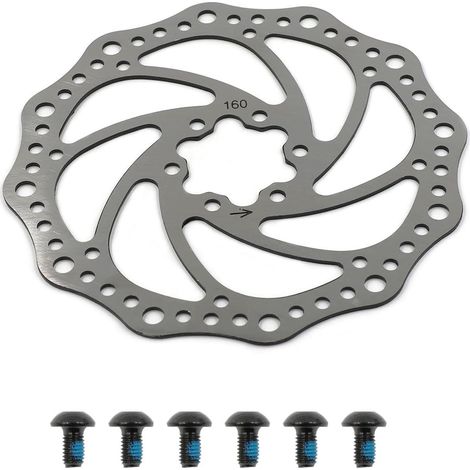 1x Disque de frein vélo 6 trous 160mm Disques de frein à disque Centerlock Outil Disque de frein avec vis pour VTT Vélo de course Équitation (1/5)