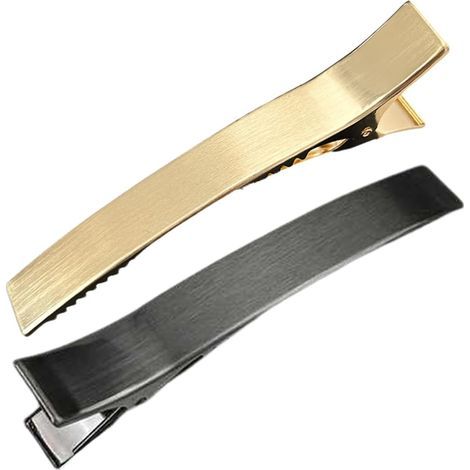 2 Pièces Barrette Cheveux Française, Barrette Cheveux Femme, Barrette Cheveux Fille, Pince Cheveux Métal, Bijoux Cheveux pour Femmes et Filles (Or + Noir) (1/5)