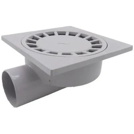 200 mm x 200 mm, 75 mm Abfluss, Badezimmer-Bodenablauf, Nasszelle, Dusche, Kunststoff, PVC, weiß (1/5)
