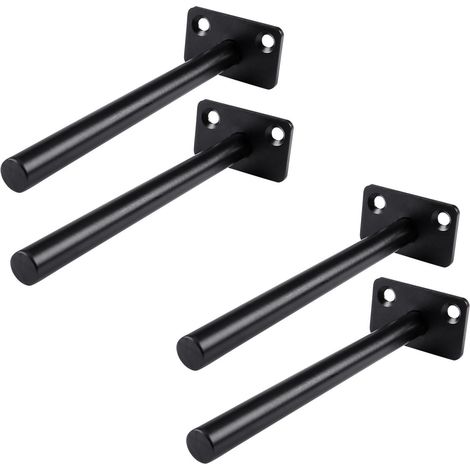 Set mit 4 runden, unsichtbaren Wandhalterungen für schwebende Regale, 2 Löcher, schwarz, 150 mm. – AquaForge