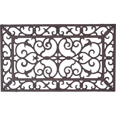 Homescapes – Paillasson extérieur rectangulaire en fonte 58 x 34 cm – Motif arabesque – Pour entrée de maison – Résistant aux intempéries