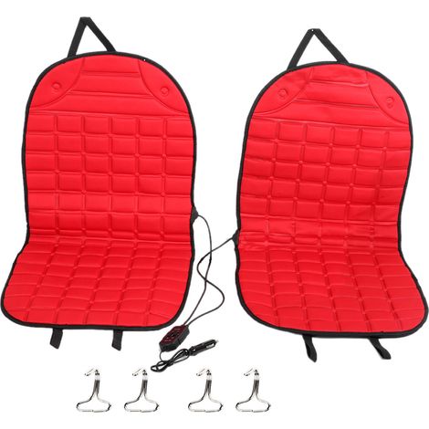 Coussin chauffant double épaisseur pour siège auto, 12V rouge, assise chauffante épaisseur renforcée. (1/5)