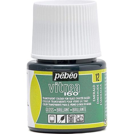 Peinture pour verre - Pébéo - Vitrea 160 - Emeraude N°12 - 45ml - Brillant (1/5)