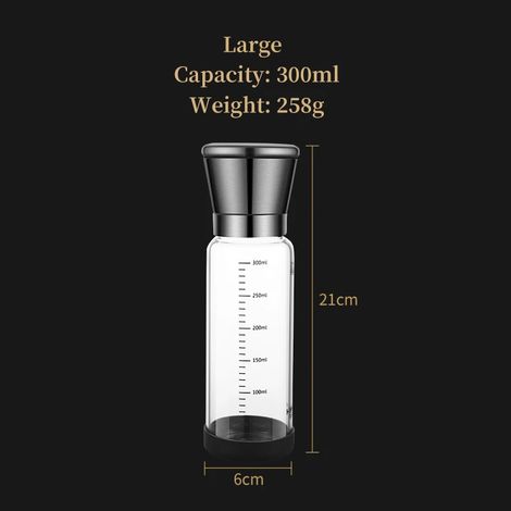 (300 ml) Moulin à épices de qualité supérieure en acier inoxydable avec corps en verre durable et finesse réglable. (1/5)