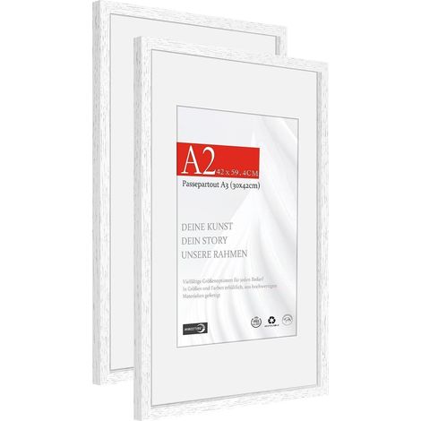 Bilderrahmen A2 42x59cm Eiche Holz Wei&xDF A2(42x59,4cm) 2x (1/5)