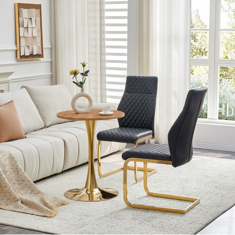 Conjunto mesa y 2 sillas 60 cm MDF efecto madera negro moderno comedor FLORAGRACE (1/5)