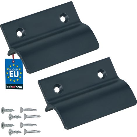 KOTARBAU® Lot de 2 Poignée Extérieure Porte Fenetre 65 x 45 mm - Aluminium - Poignee de Baie Vitree Coulissante - Poignée de Porte de Terrasse avec Entretoise - Graphite (1/4)
