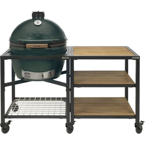 Pack XL - Table modulaire + Meuble extension avec 3 plateaux acacias - Egg - ConvEGGtor - 3 lots de 2 roues - Big Green Egg (1/2)