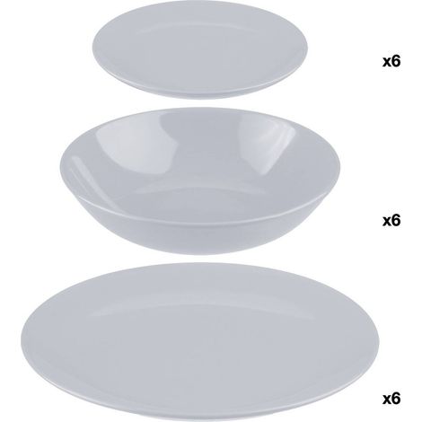 Set di stoviglie Colorama da 18 pezzi in gres grigio. (1/5)