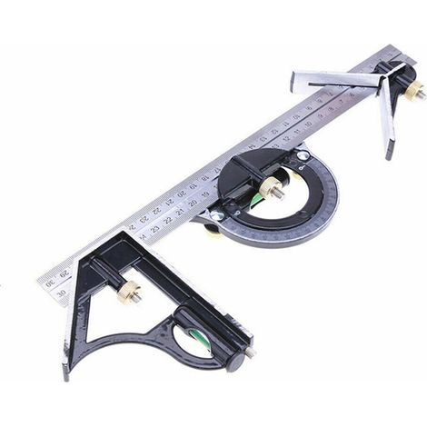 Set carré multifonction 3-en-1 pour menuiserie, règle et mesureur d'angle (1/5)