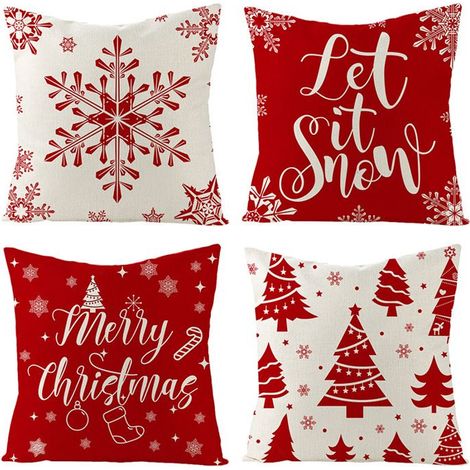 Filiyano-Drap rouge en lin pour Noël, décoration intérieure pour les fêtes (1/4)