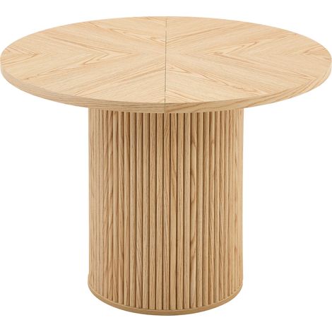 Table de salle à manger ronde en MDF 100 cm avec plateau en 4 segments et pieds cylindriques avec rangement intégré (1/5)