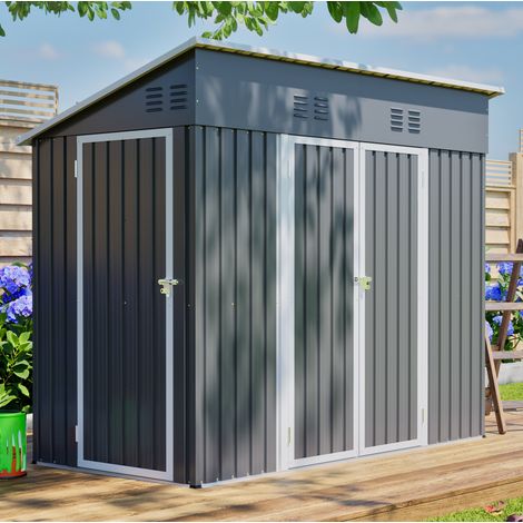 Metall-Gartenhaus 242 x 120 x 192 cm, grau HAVRYA (1/5)