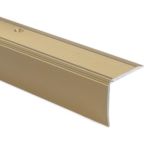 Karat – Seuil d'escalier auto-adhésif en aluminium – Longueur 90 cm – Forme L 30 x 20 mm – Couleur or pour protection esthétique