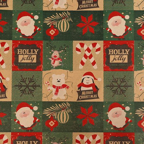 Papier cadeau de Noël (43 cm de large x 3 m de long), grand format, papier kraft écologique.