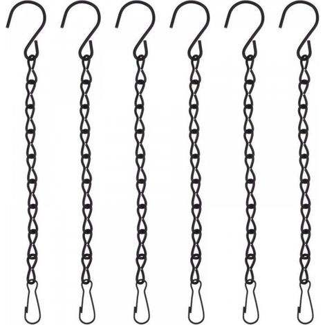 6 pièces Chaîne de Suspension, Chaîne en Métal de Suspension Plante Panier Pot de Fleurs, Porte Plantes Intérieur Ou Extérieur Suspension Plante Macramé Cintre Décoration du Jardin (Noir) (1/4)