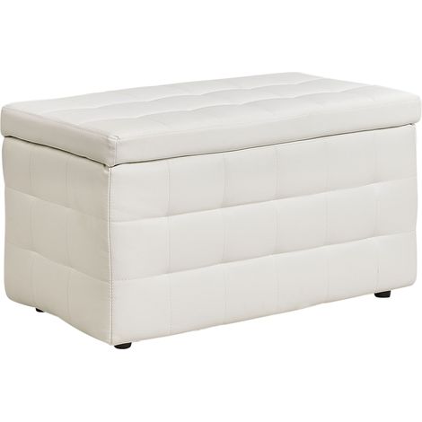 Pouf Cassapanca Imbottito in Ecopelle Bianca Stile Chesterfield Michigan