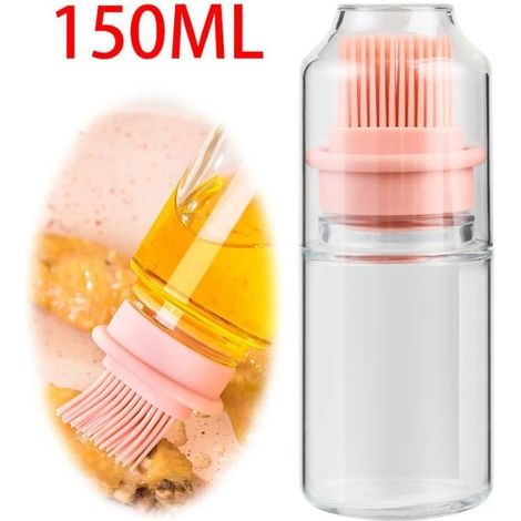 Distributeur d'huile - 350ML - Silicone de qualité alimentaire - Verre - Rose (1/4)