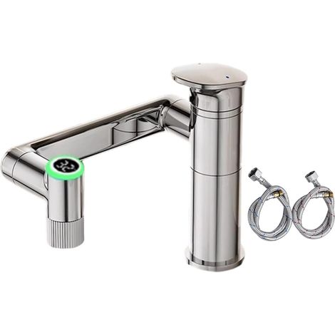 Mitigeur de lavabo, laiton, blanc, LED, pour lavabo sur plan (1/5)