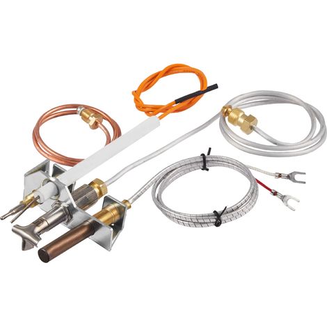 Mophorn Conjunto de Quemador Piloto de Gas Natural, OE 4021-732, 25660. Repuesto para Encendido de Gas en Chimeneas con Tubo de Encendido, Termopar, Termopila y Cables, Compatible con Heatilator (1/5)