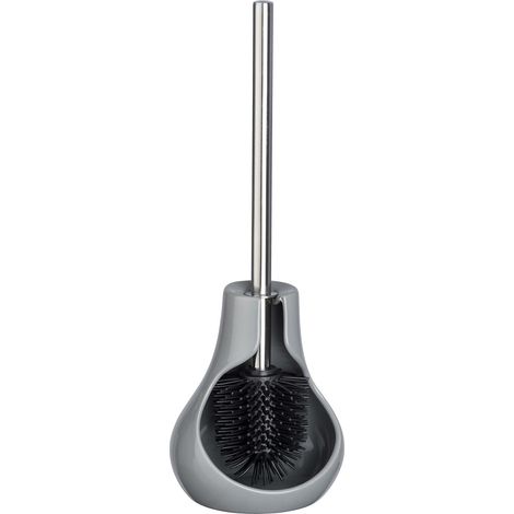 WENKO Brosse WC silicone Drop Neo, Brosse WC noire, céramique, 14x40x13,5 cm, gris (1/3)