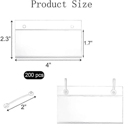 Transparenter Preisschildhalter (4 Zoll x 2,3 Zoll) für Draht- und Kunststoffregale
