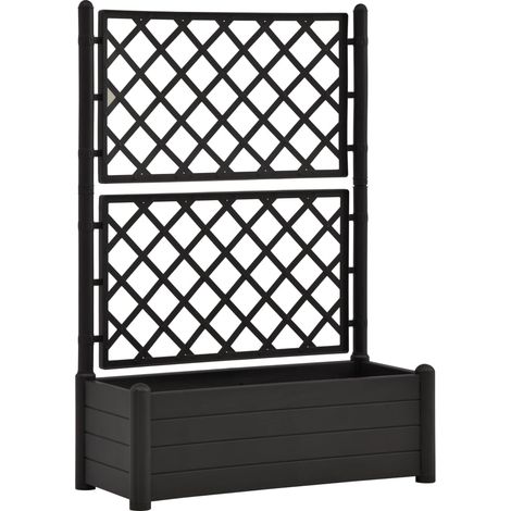 Fioriera rialzata per piante fiori giardino traliccio 100 x 43 x 142 cm PP antracite 020000808